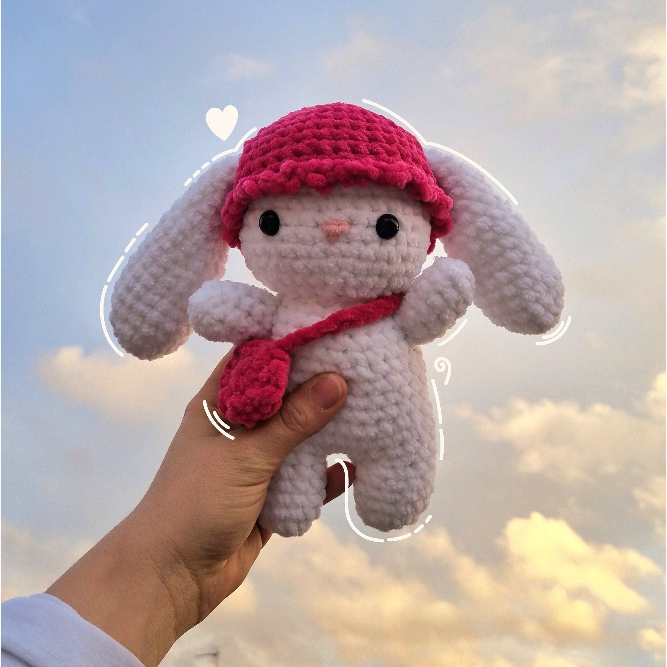 peluche lapin amigurumi personnalisable – crochet fait main – cadeau bébé kawaii