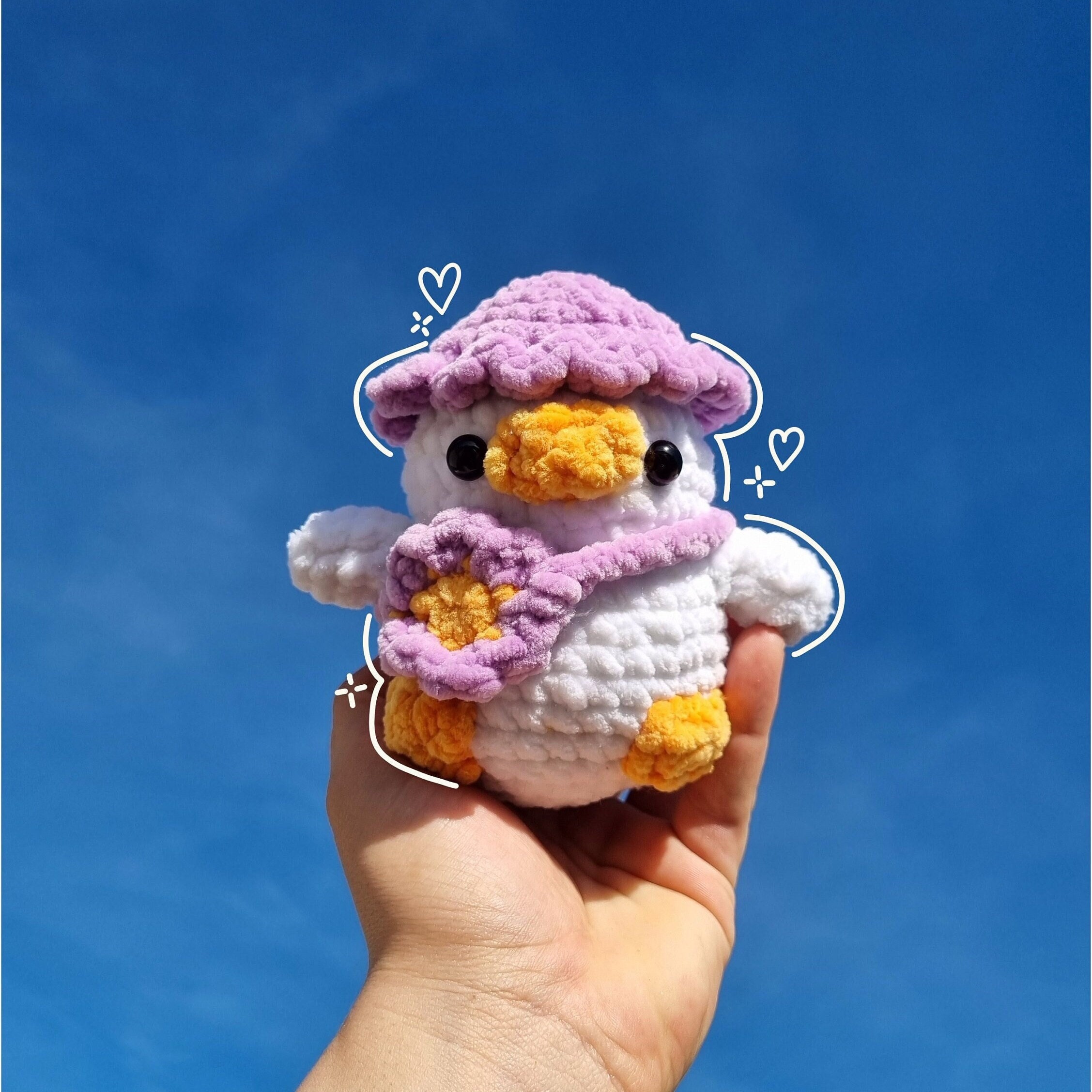 amigurumi canard avec chapeau et sac peluche crochet personnalisable 100% fait main amigurumi canard avec chapeau et sac peluche crochet personnalisable 100% fait main