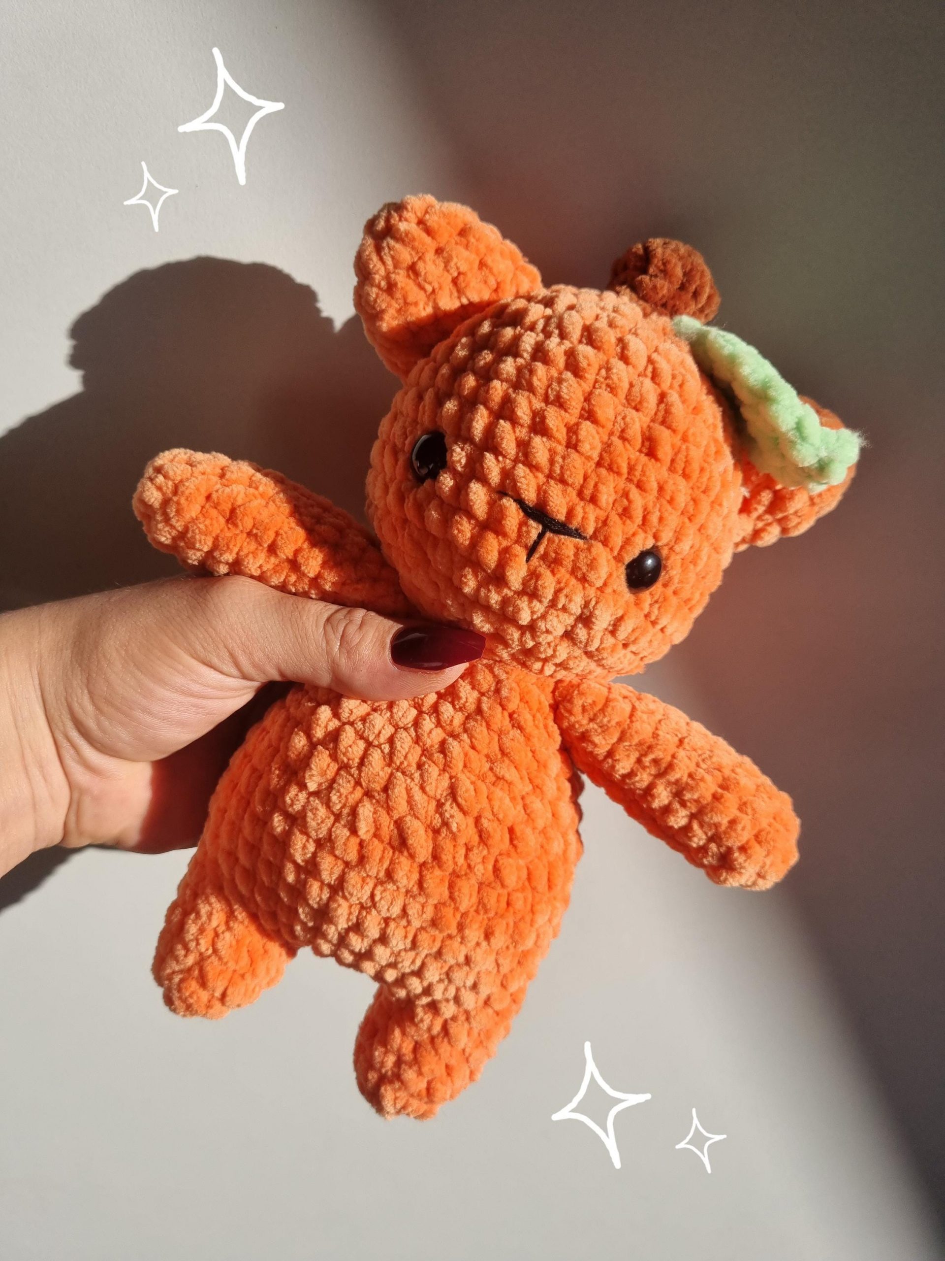 Peluches amigurumi ours citrouille peluche crochet 100% fait main
