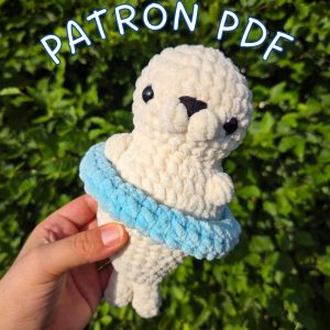 patron pdf phoque au crochet – tutoriel amigurumi peluche kawaii – fichier français anglais – décoration chambre enfant – diy cadeau